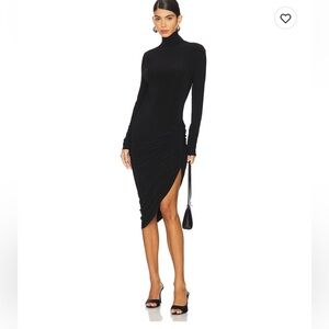 NWT Revolve LONG SLEEVE TURTLENECK SIDE
DRAPE DRESS Norma Kamali Black Size: L